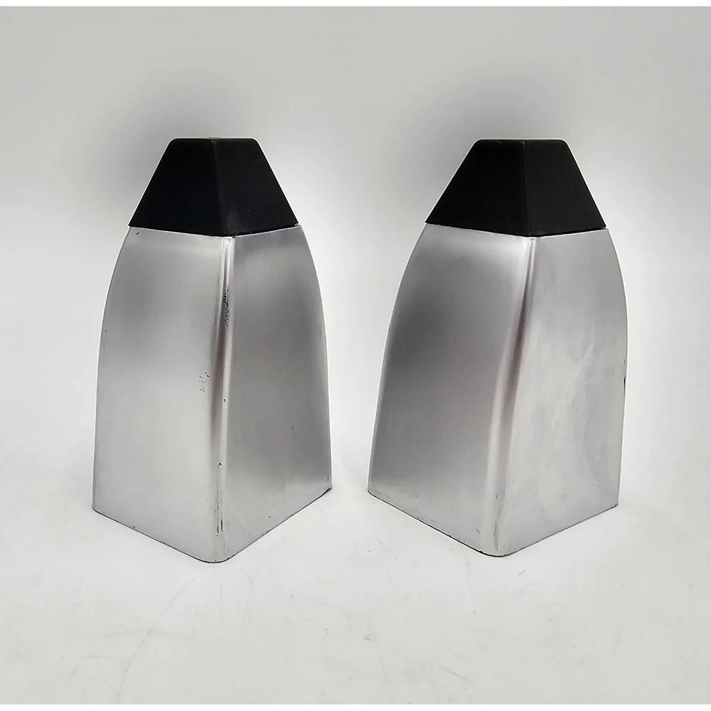 Salt & Pepper Shakers Brushed Chrome Look Lucite Atomic Wedge Shape Seasoning